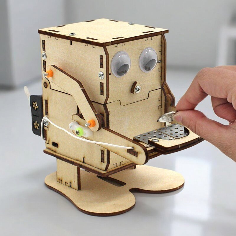 Stem Robotics Kit - Drewniany Robot do Składania DIY, Model