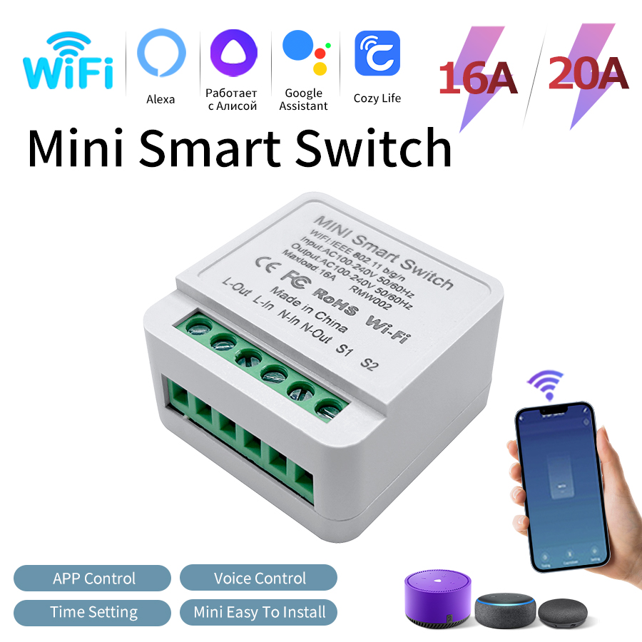 Smart Light Switch Wifi - 16A 20A Inteligentny bezprzewodowy przełącznik światła